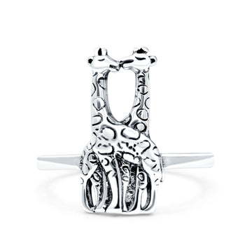 Giraffe Oxidized Band Solid 925 Sterling Silver Thumb Ring (18mm)